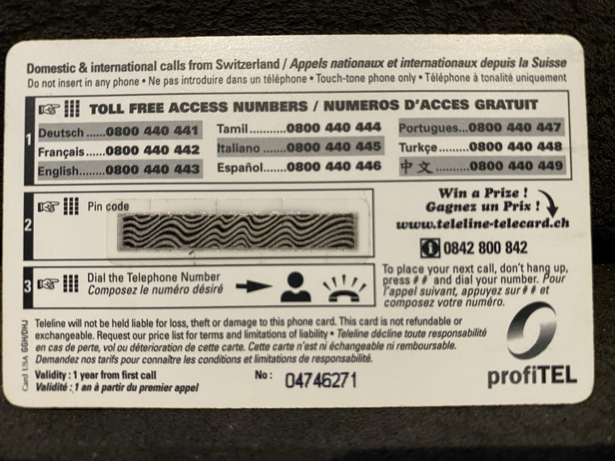 Cartes de téléphone: Teleline neuve  – Neuf (Voir description) à Lausanne par babacard10 1