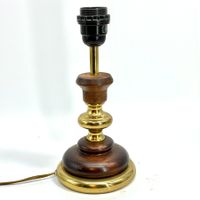 Ancienne lampe en bois tourné et laiton doré