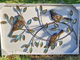 Metall Wandbild Dekoration Metall gold blau