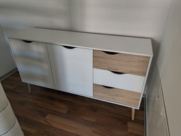 Sideboard weiss Holzoptik mit Schubladen