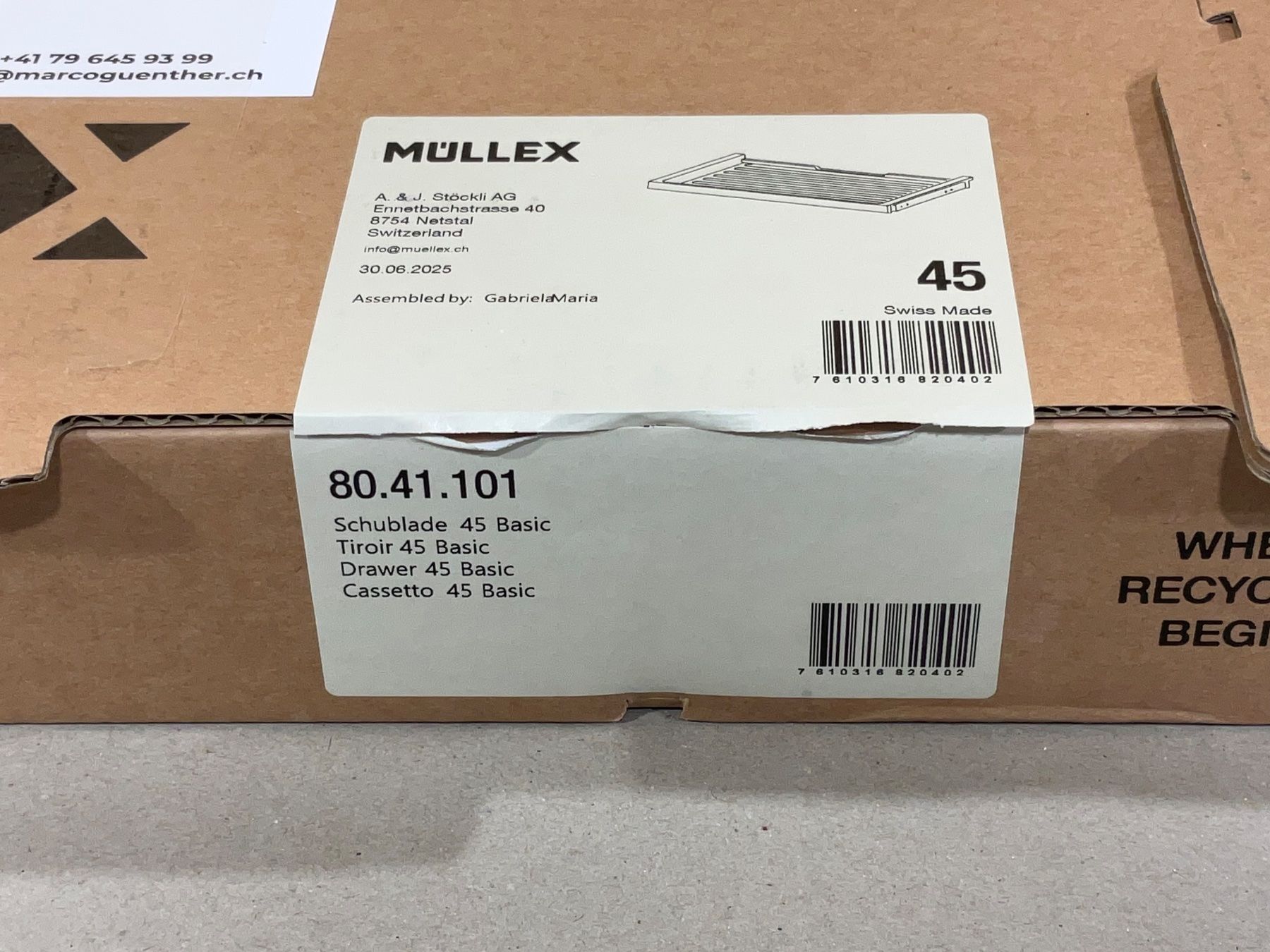 Müllex Poubelles: 075 Müllex Abfallsystem Schublade 45 Basic – Neuf avec emballage d'origine à Derendingen par Meisterstuecke 3