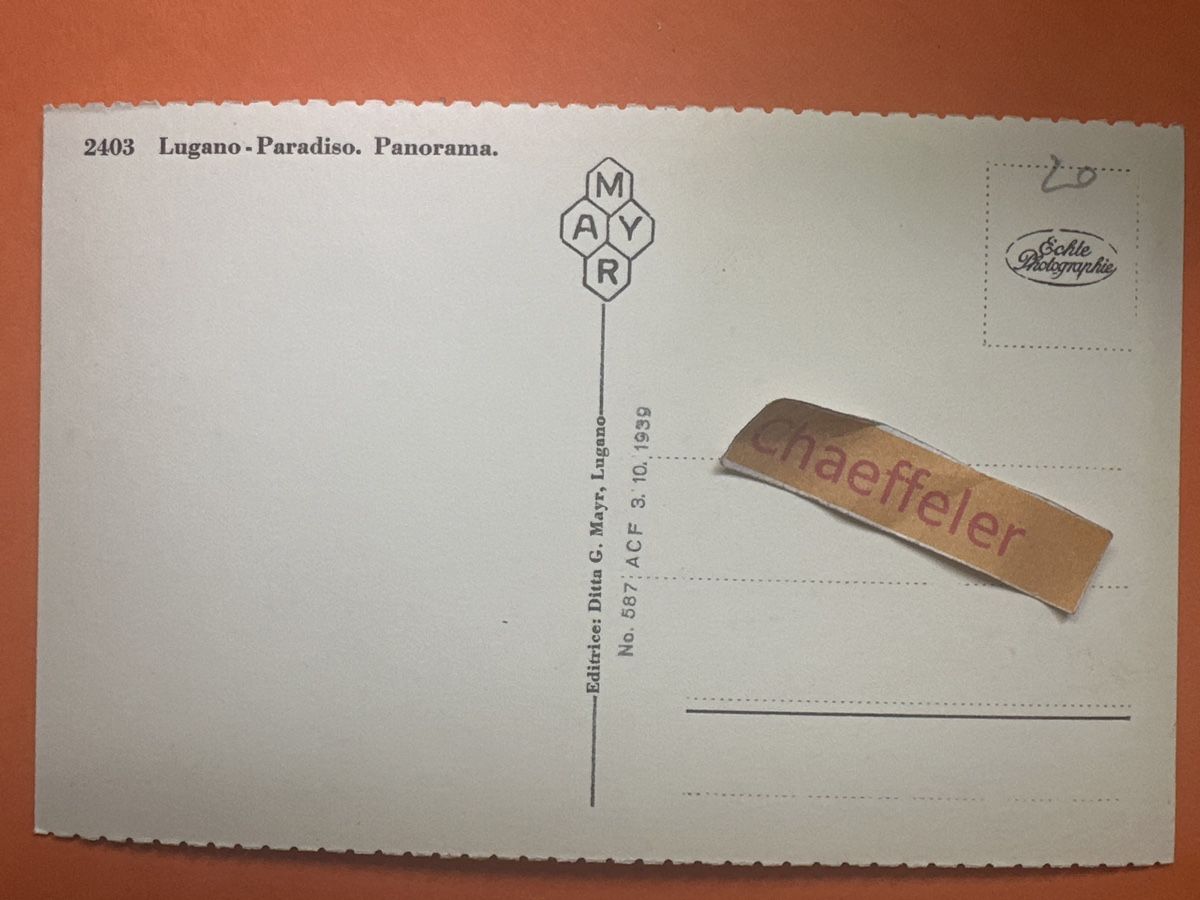 Cartoline postali: 2403 Lugano – Paradiso, Panorama. – Usato da Zürich venduto da Chaeffeler 1