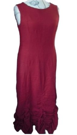 Gr. 40 42 langes Leinenkleid dunkelrot s.Masse