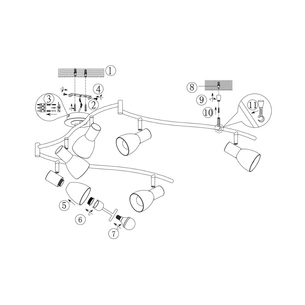 Lampade: LED Schiene Deckenleuchten, 6 Spots – Nuovo (secondo la descrizione) da Kreuzlingen venduto da Smart-Light 3