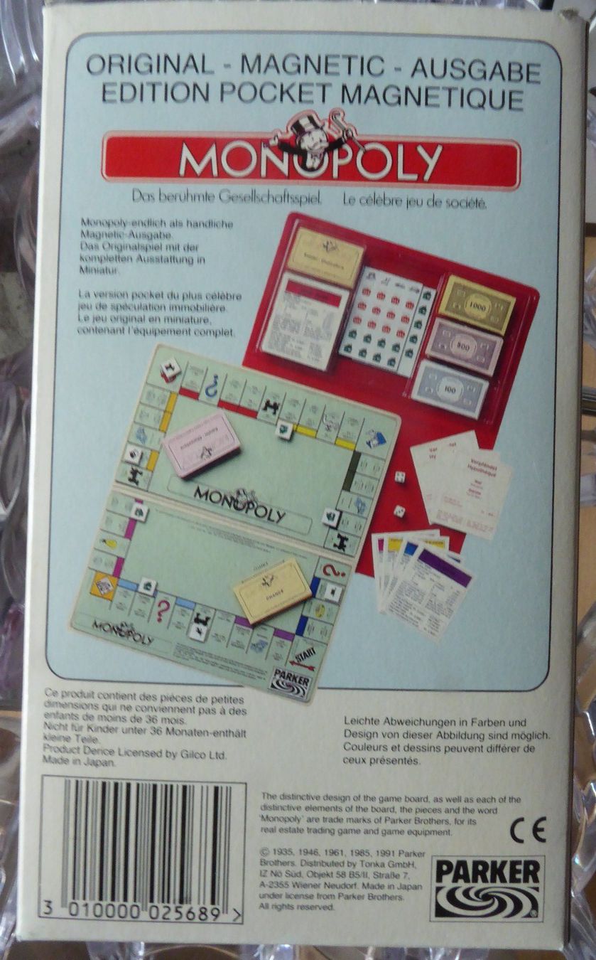 Parker Giochi: Monopoly Mini Original-Magnetic-Ausgabe 1991 – Usato da Gossau SG venduto da tenerife11 2