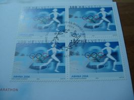 2 mal Olympiamarken  2004, FDC Einzel + 4erblock