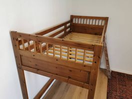 IKEA HEMNES Hochbett halbhoch Kinder, Echtholz, 90x200