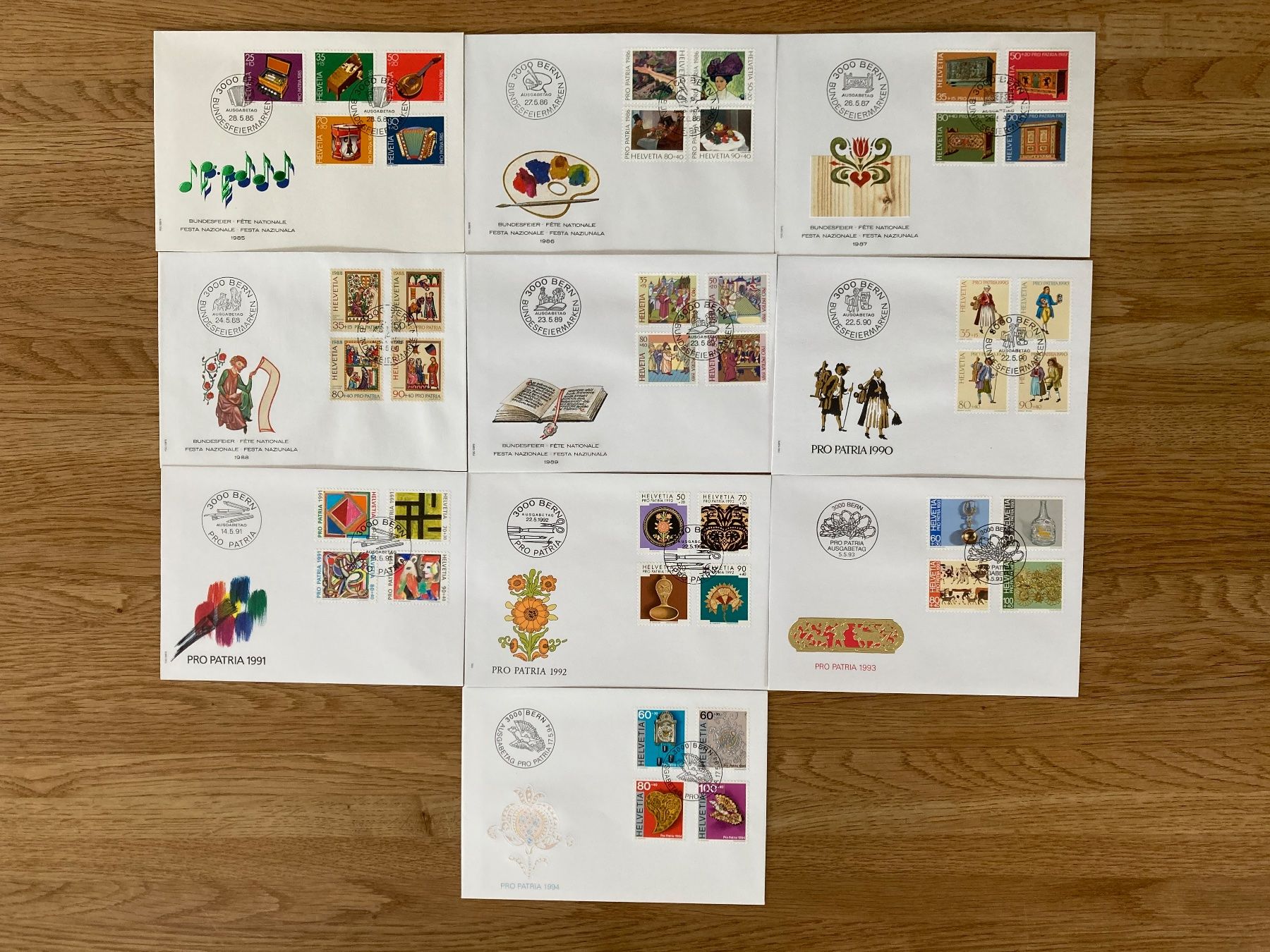 Tutti i francobolli: FDC Pro Patria 1985 - 1994 / 10 Stück – Nuovo (secondo la descrizione) da Solothurn venduto da ehe_8spw