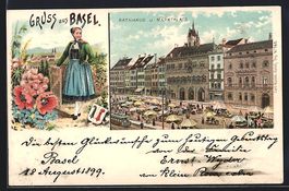 Litho Basel, Rathaus und Marktplatz, Fra