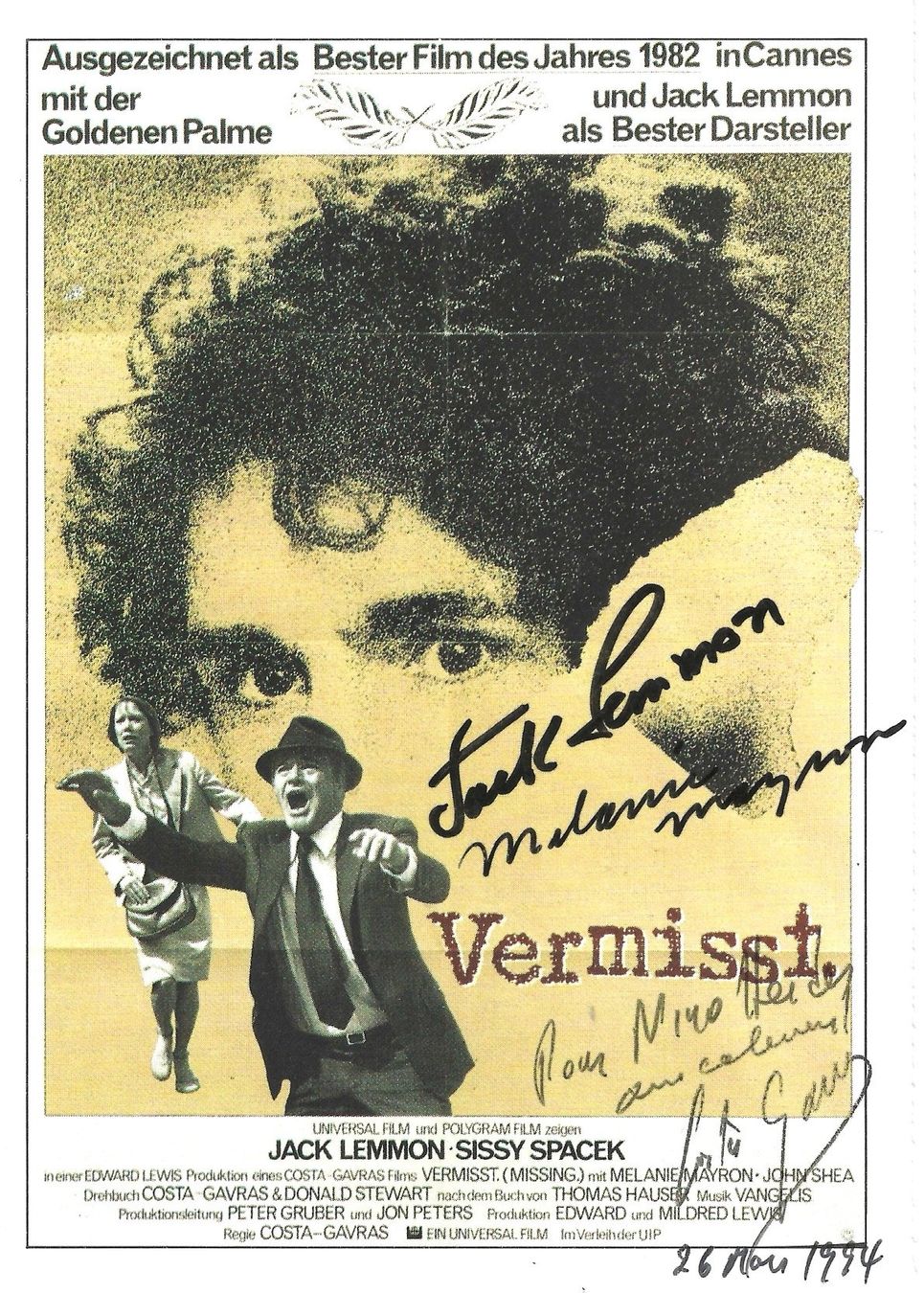 Autogramme: JACK LEMMON / MAYRON / original Autogramm auf Posterkarte – Gebraucht aus Guntershausen von sign4me