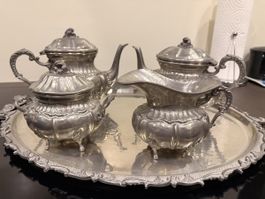 Service à thé/café vintage en étain, complet!