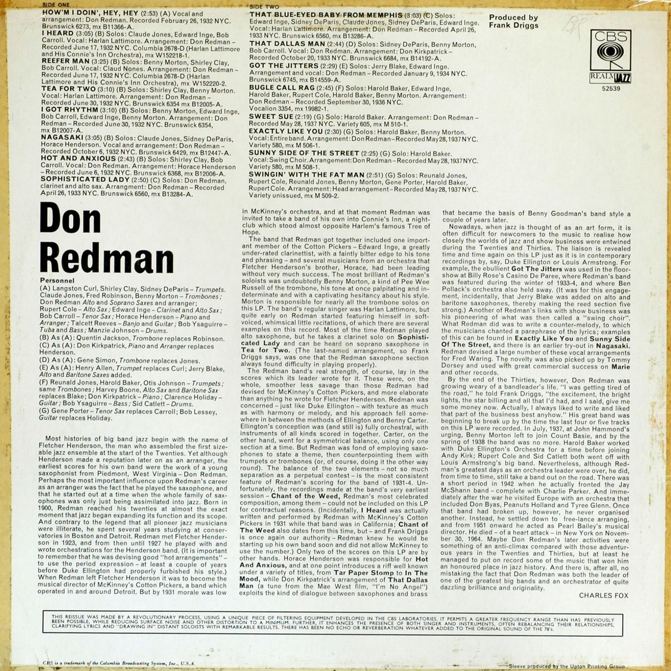 Dischi in vinile: Jazz-LP: Don Redman (CBS Realm) – Usato da Hochfelden venduto da mue_lhm9 1