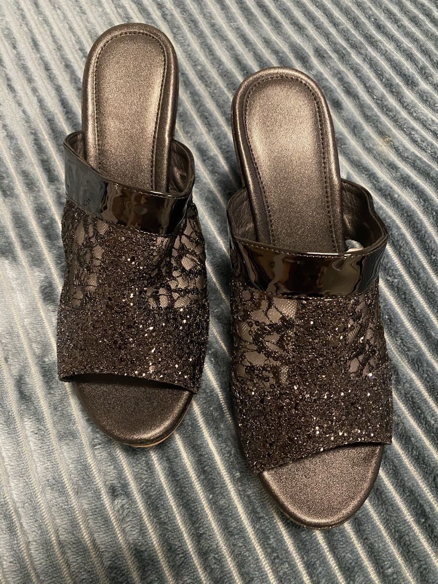 Scarpe da donna: Damenpantoletten schwarz Glitzer – Nuovo e nell'imballaggio originale da Regensdorf venduto da 118-Regensdorf