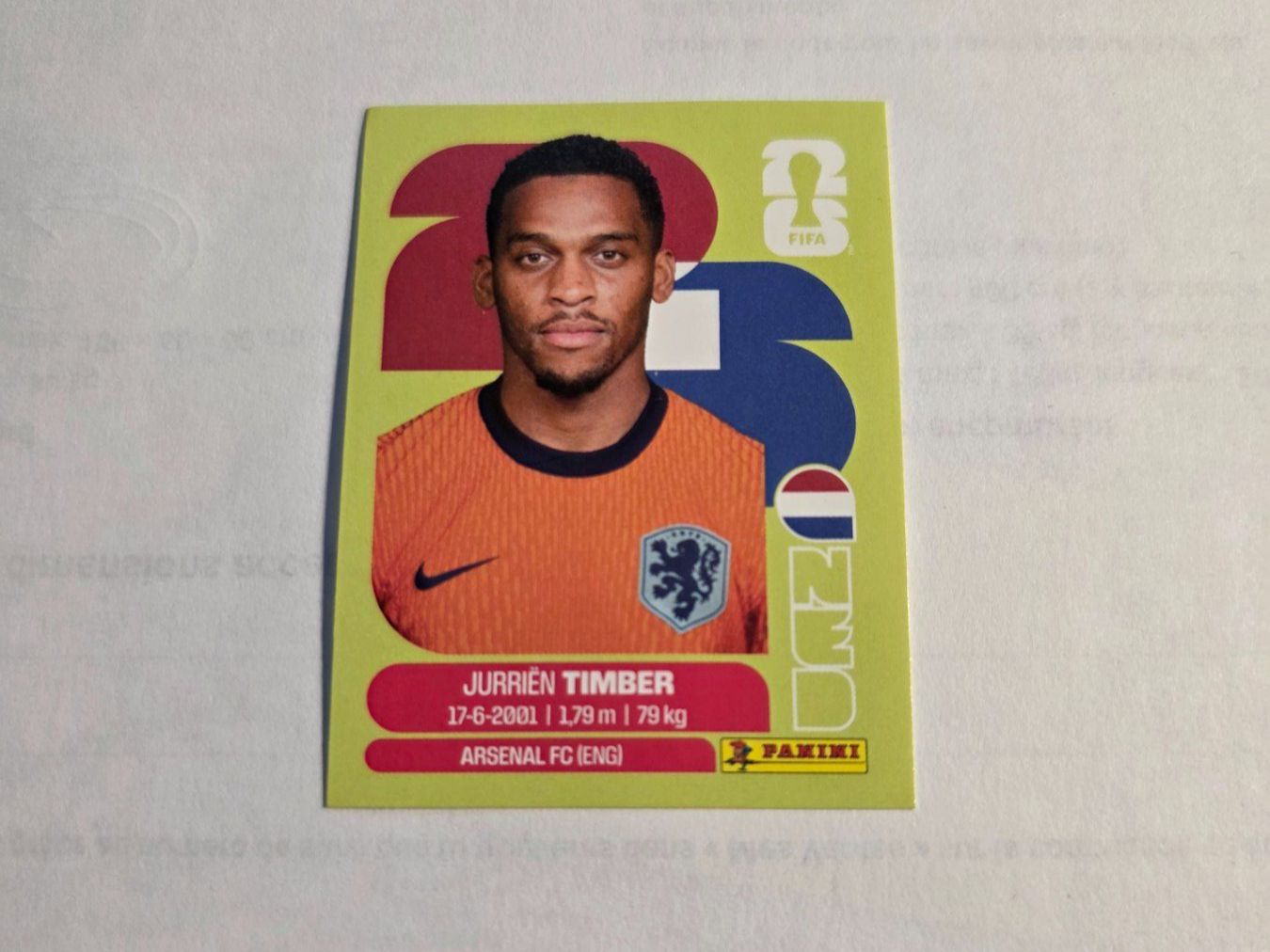 Panini Carte collezionabili: Panini  2026 JURRIEN TIMBER NED 5 – Nuovo (secondo la descrizione) da Grand-Lancy venduto da Seo67