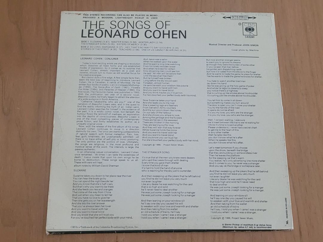 Dischi in vinile: LP  Leonard Cohen – Usato da Martigny venduto da MZ-67 1