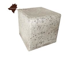 Kuhfell Hocker silver/white