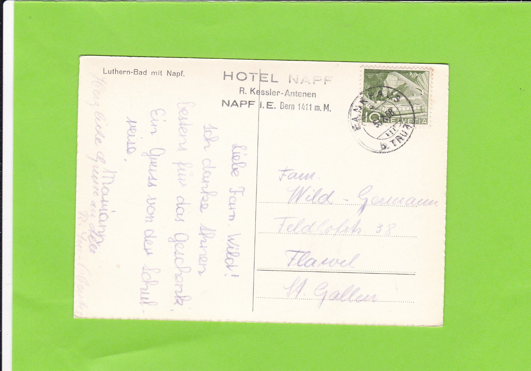 Cartoline postali: Luthern-Bad mit Napf – Usato da St. Peterzell venduto da neckertal 1
