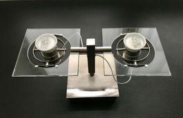Deckenstrahler 2 Spots aus Edelstahl und Glas schwenkbar