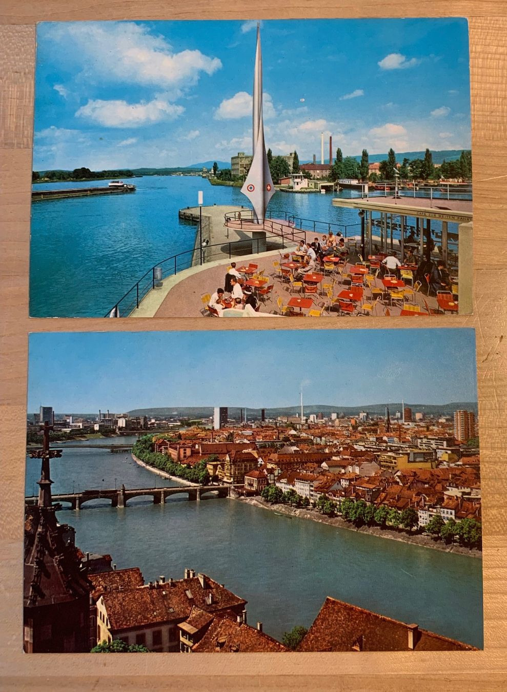 Cartoline postali: Basel: Rhein, Dreiländereck 2 Ansichtskarten – Usato da Zürich venduto da ruedigg