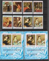 Burundi Serie 436 - 443 + 2 Blöcke Gemälde ** 30.9.1968