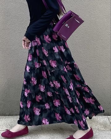 Maxi Gonna stampata floreale con balze👌tg M/XL-nuova-feste