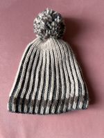 Warm Winter Beanie, Pompom, Madison 88, Acrylic, Grey/Beige