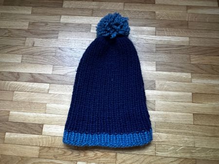 Wolle blau mütze mit bommel kinder