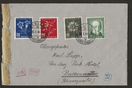 1944 ZENSUR Brief mit Pro Juventute Satz 1943 BADENWEILEN