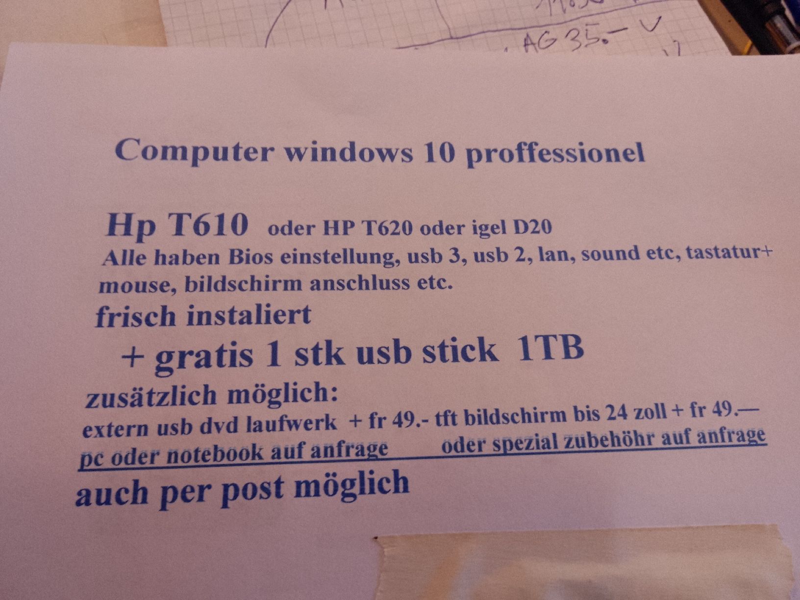 Hewlett Packard PCs: PC Windowsv10+gratis 1TB USB stick – Neu und originalverpackt aus Wila von delphi48 1