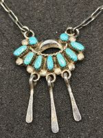 Vintage 925er Silber Navajo Collier mit Natur Türkise Top