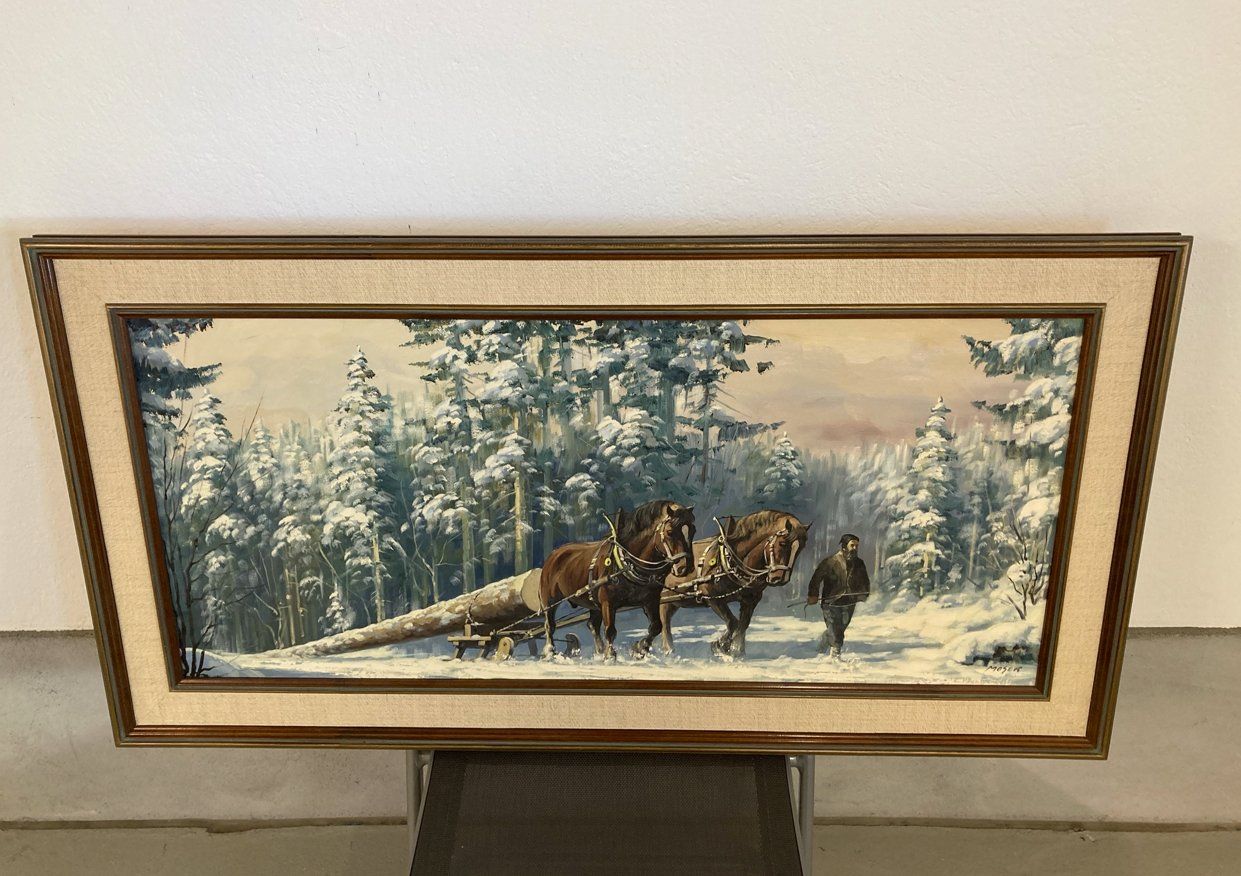 Dipinti: Henri Moser, Holzschleicker, Oelgemälde – Usato da Horgen venduto da Awidmer2