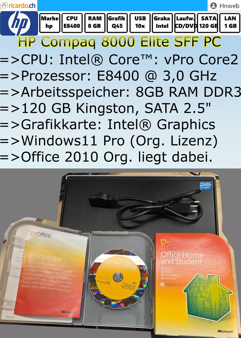 Hewlett Packard PCs: PC HP Compaq 8000 Elite SFF PC – D'occasion à Kaisten par Hnweb 9