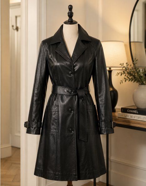 Manteaux: Essential Damen-Ledermantel schwarz 100 % Echtleder – D'occasion à Walzenhausen par Jana013 2