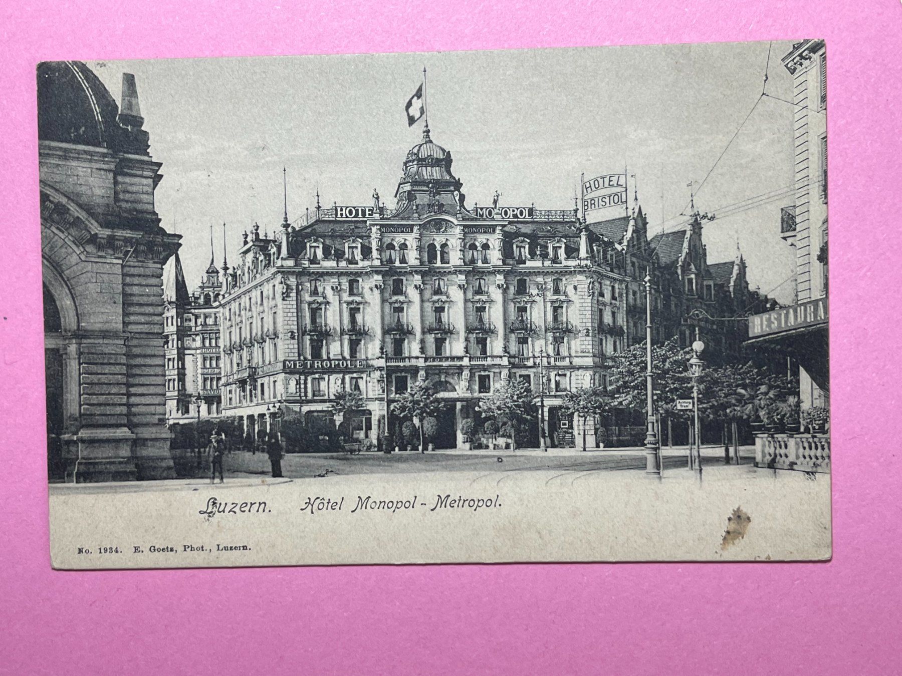 Ansichtskarten: Luzern - Hotel Monopol - Metropol - 1907 – Gebraucht aus Steg VS von danwer74