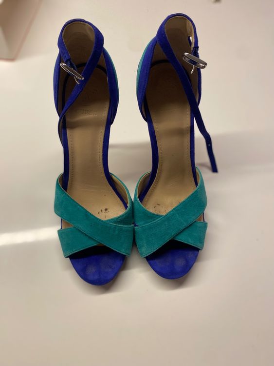 Chaussures escarpins sandales toile bleu UN JOUR AILLEURS 40