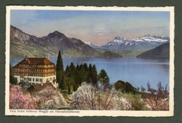 AK color Weggis LU Bellevue-Hotel,edel mit Büttenrand ≈1943