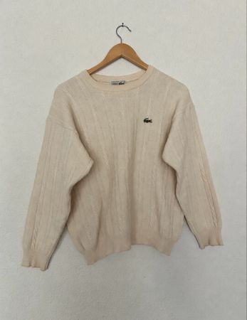 Pull Lacoste beige maille tressée taille 3 état correct