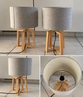 Paire de lampes de chevet bois et tissu gris bon état