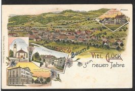 Bauma farbige Lithografie 5 Bilder Neujahrswünsche