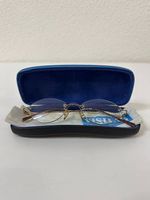 Vintage Flair Randlose Designerbrille vergoldet mit Etui