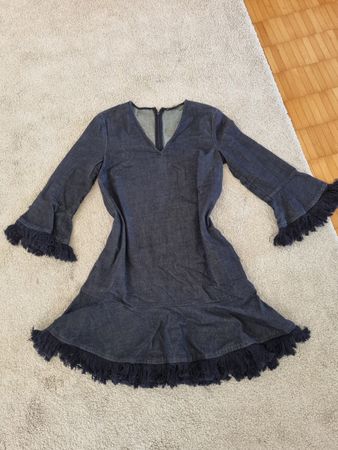 Kleid Max&Co. Jeanskleid mit Fransen dunkelblau Gr. 36