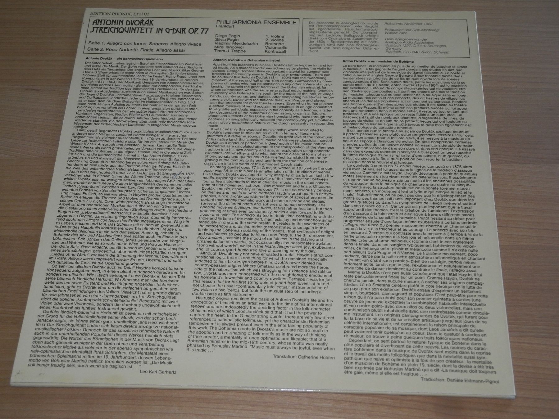 Dischi in vinile: DVORK: STREICHQUINTETT - PHILHARM. ENSEMBLE -EDITION PHÖNIX – Nuovo (secondo la descrizione) da Fahrwangen venduto da Swirl2 1
