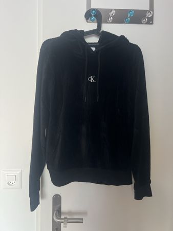 Calvin Klein Jeans Kapuzenpullover schwarz gerippt