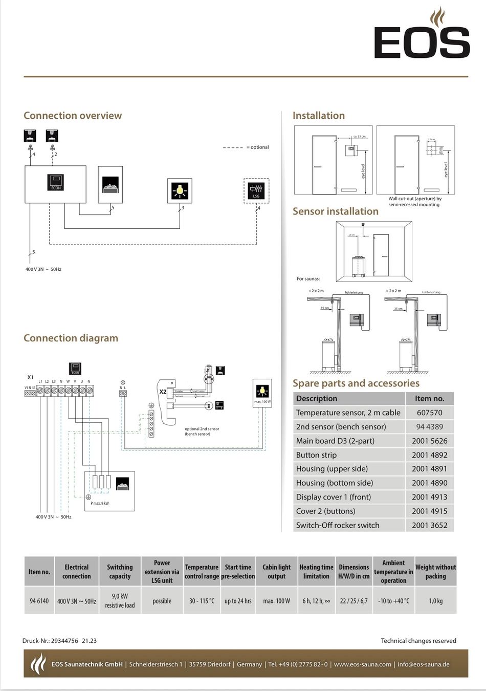 Sauna & Accessori: Saunasteuergerät EOS Econ D3 2LP max.9KW – Usato da Brig venduto da lololivier 3