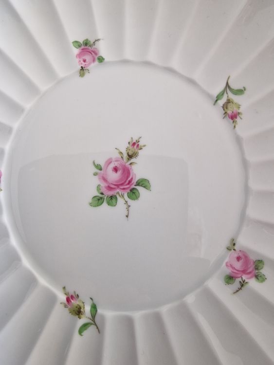 Meissen Fächerschale, Teller mit Rosen Dekor, Goldrand (Gebraucht) in ...