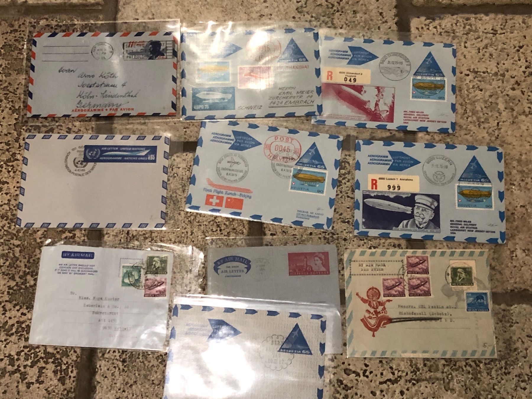 Tutti i francobolli: Sammlung mit 73 AEROGRAMMEN - CH und Ausland – Usato da Lufingen venduto da Rac0 7