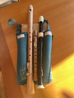 3 Blockflöten aus Holz und Kunststoff mit Tasche gebraucht