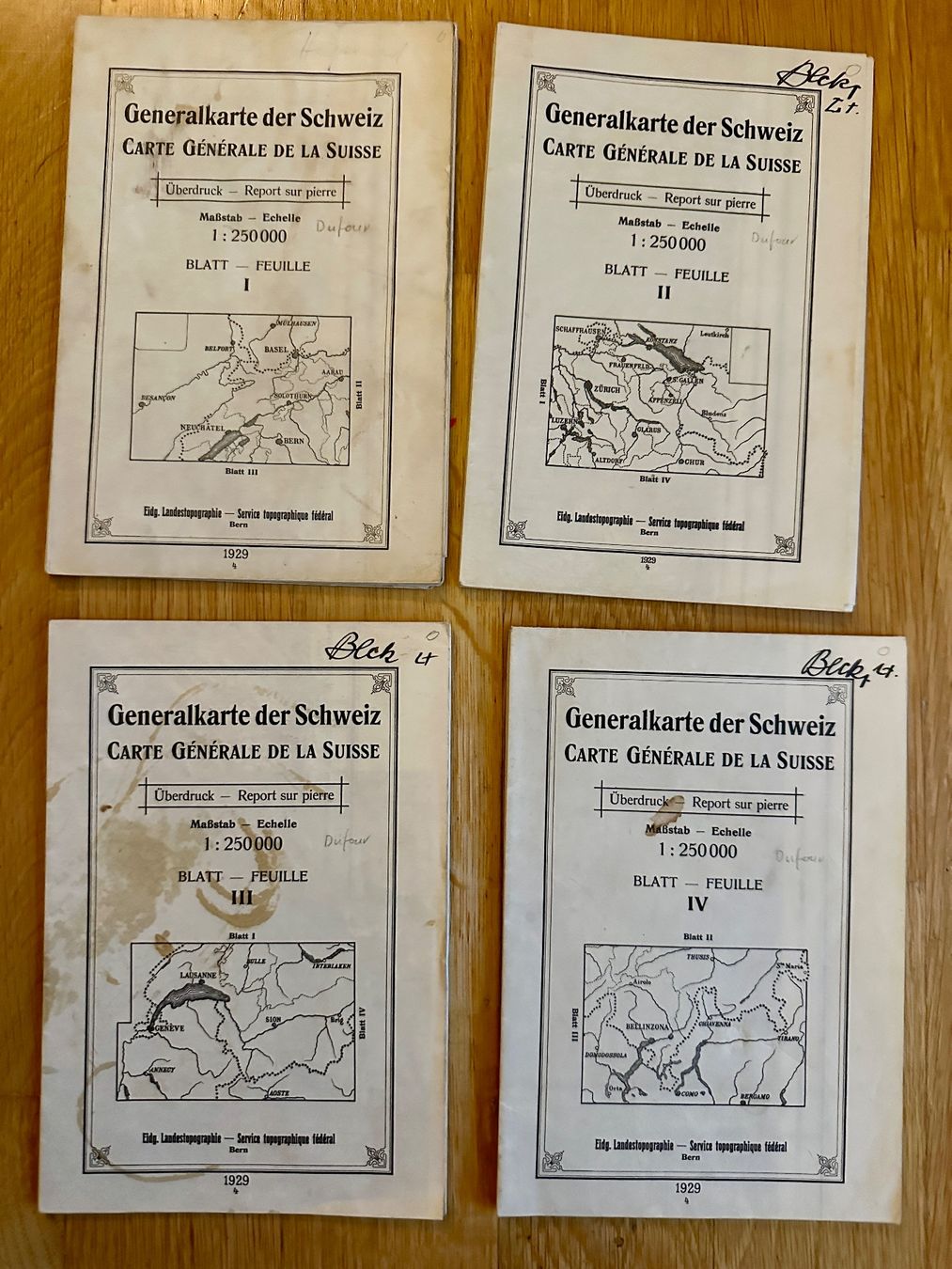 Landkarten & Atlanten: Generalkarte der Schweiz I-IV 1929 – Gebraucht aus Zürich von allp