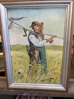 Alte Öl Bild. Signiert. Mann und Frau 35/23 cm
