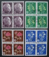 PJ 1948, Serie Viererblöcke J125-J128, Ersttag französisch